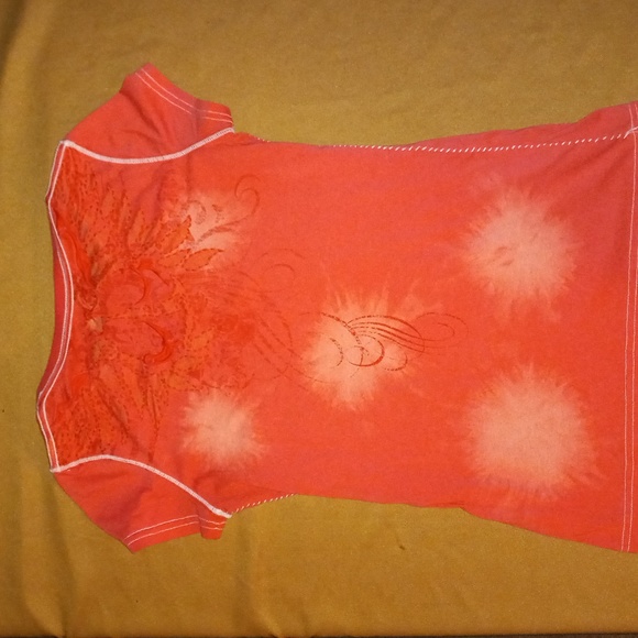 Miss Me coral t shirt with mesh cut out details size L euc - Picture 3 of 6